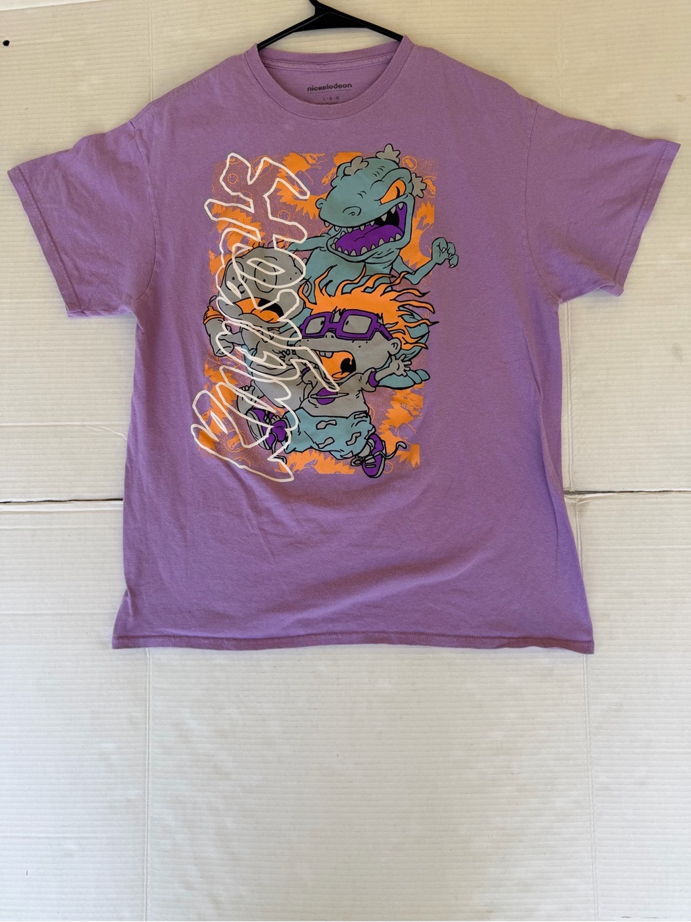 Nickelodeon Lavender Rugrats Skate Graphic T‑Shirt with Orange Accents